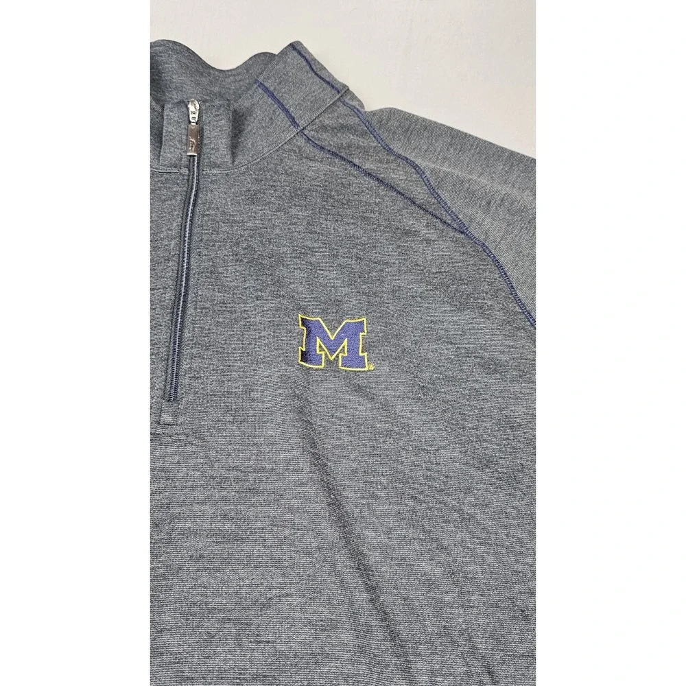 Tommy Bahama Michigan Wolverines Pullover Mens XL Gray Qt Zip Long Sleeve‎